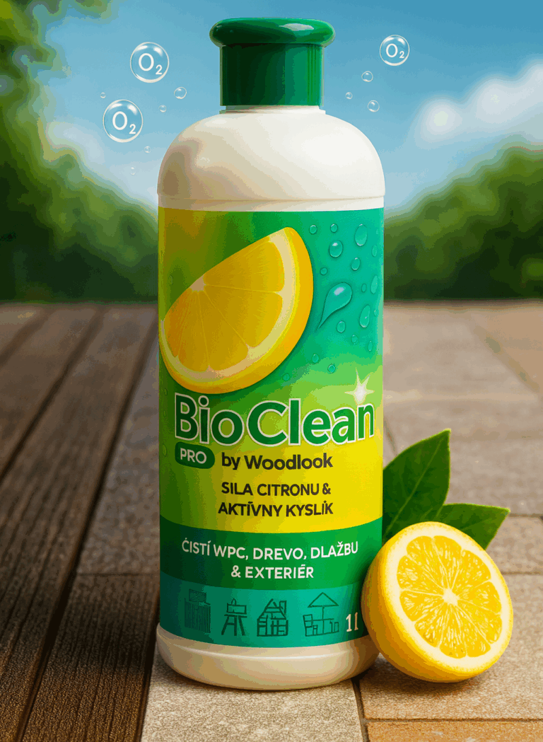 BioClean PRO čistič na WPC a kameň – produktová fotografia s citrónom